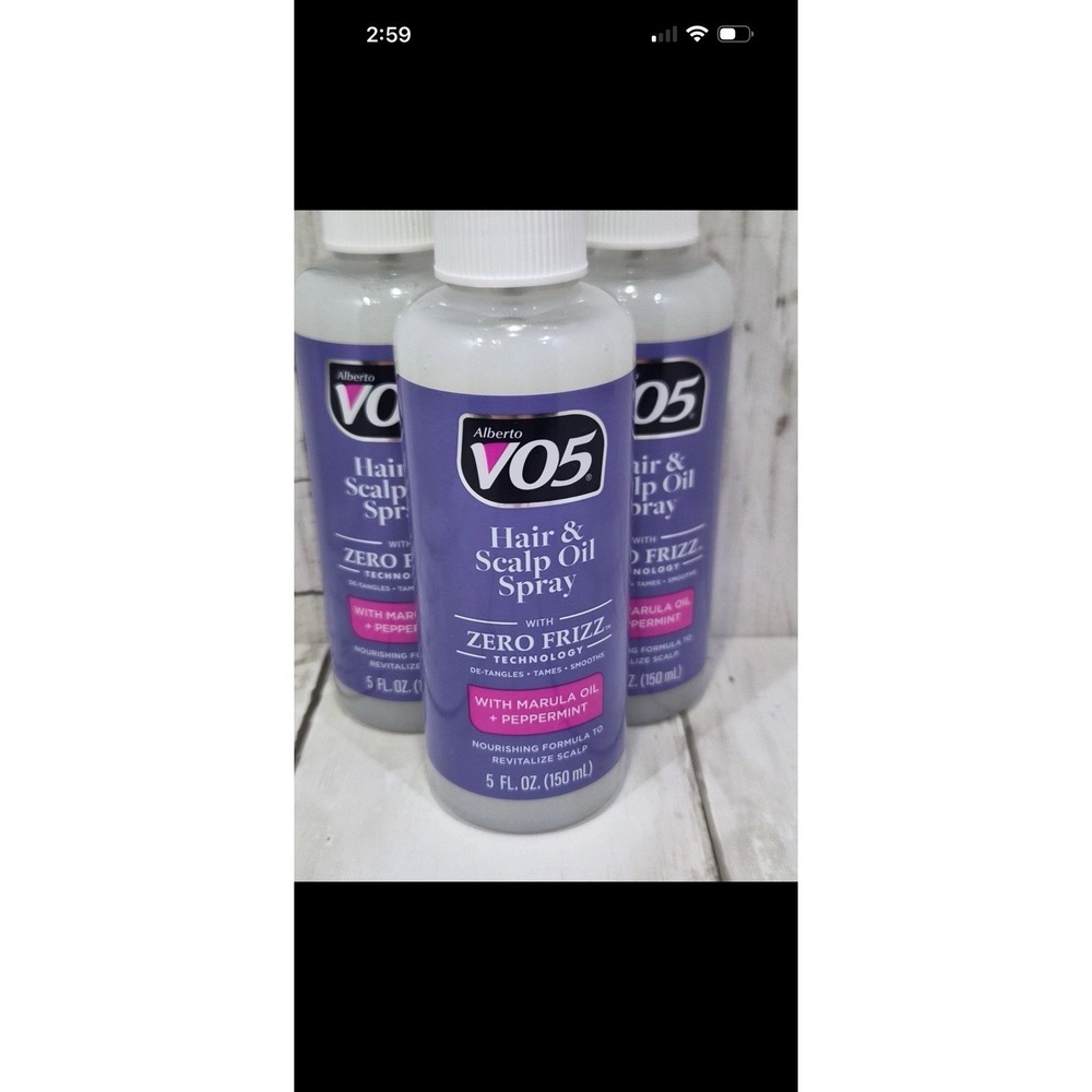 Alberto VO5 Hair Scalp Oil Spray 5 Fl Oz Zero Frizz Marula Peppermint Lot Of 3
